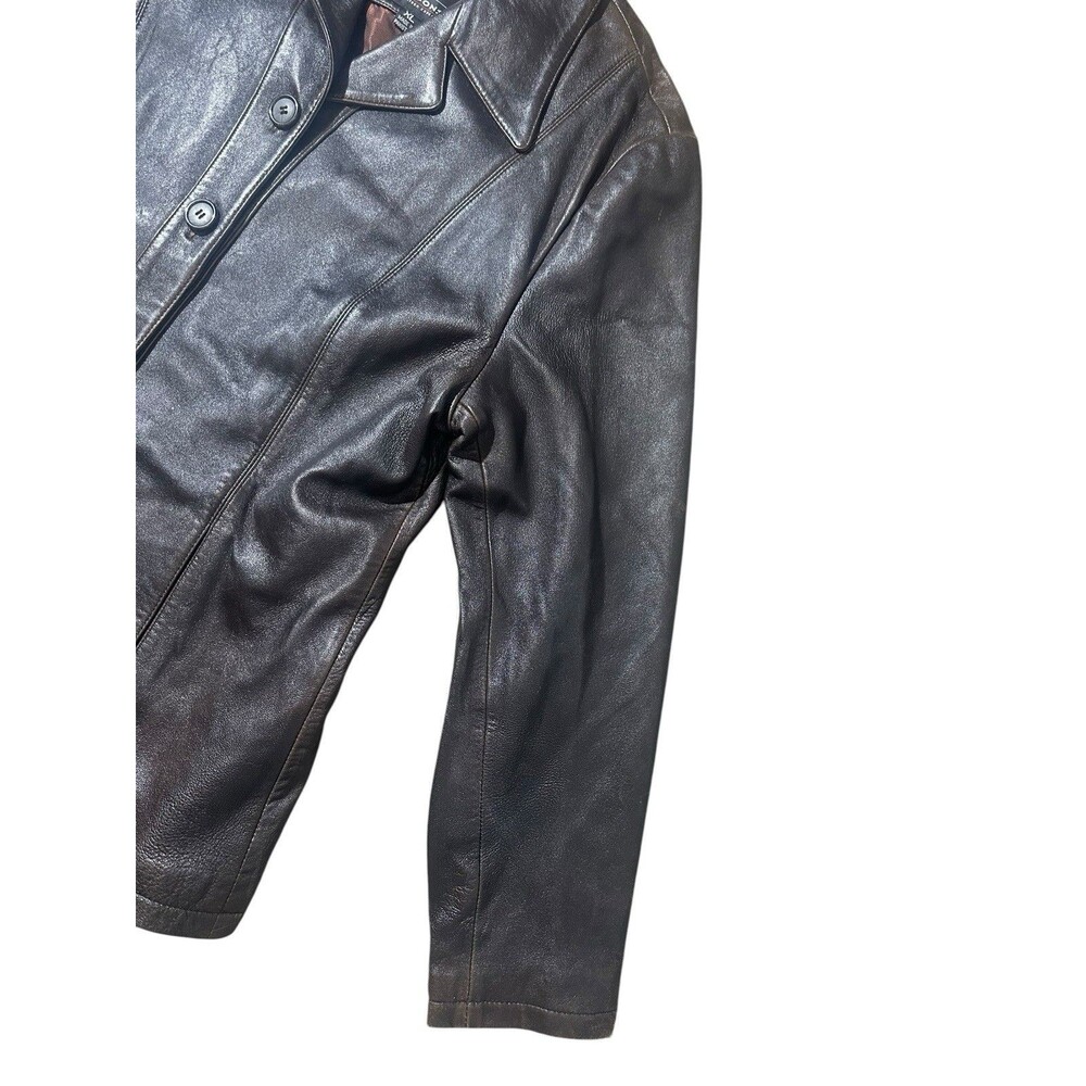 Vintage Wilsons Leather Maxima Women's Brown Genuine Leather Jacket XL Button Up - Picture 4 of 16